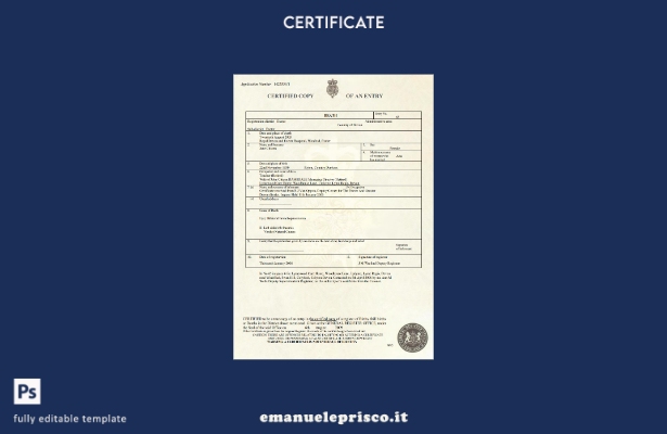 modello di certificato di morte del Regno Unito in stile verificato in formato W